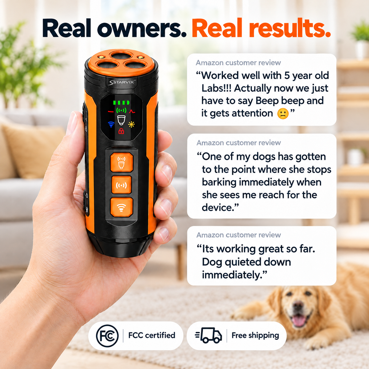 Starvix Ultrasonic Dog Trainer — Anti-Bark Device with LED Flashlight