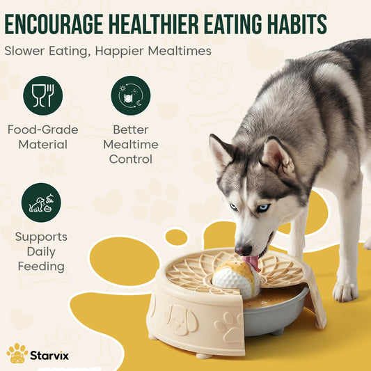 Starvix Dog Lick Bowl Kit — Rolling-Ball Slow Feeder & Training Set