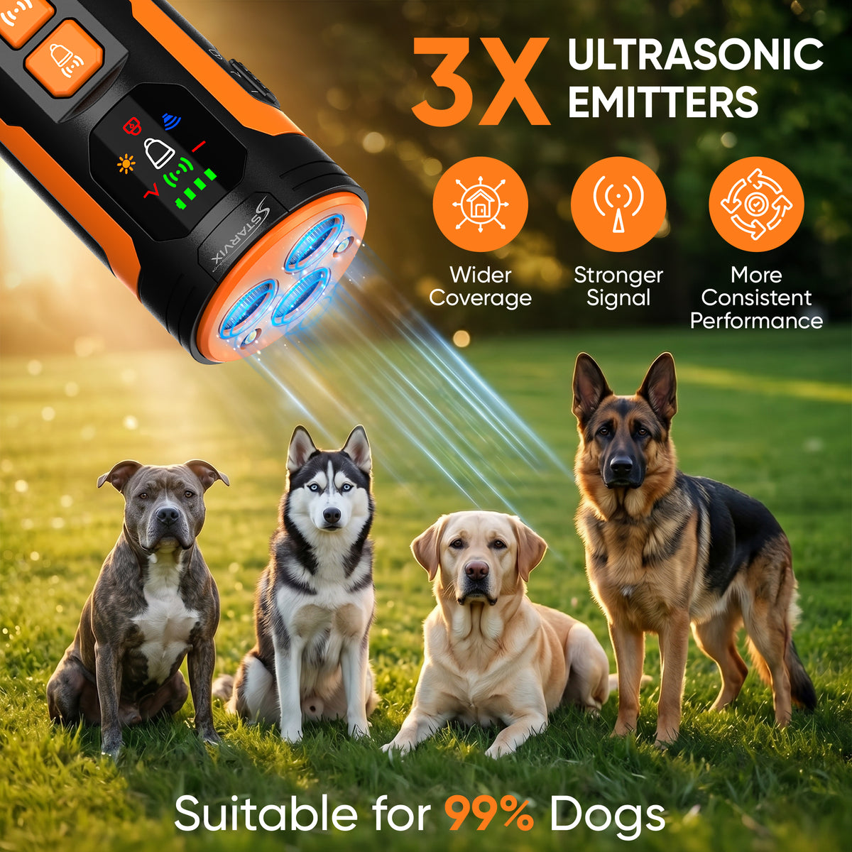 Starvix Ultrasonic Dog Trainer — Anti-Bark Device with LED Flashlight