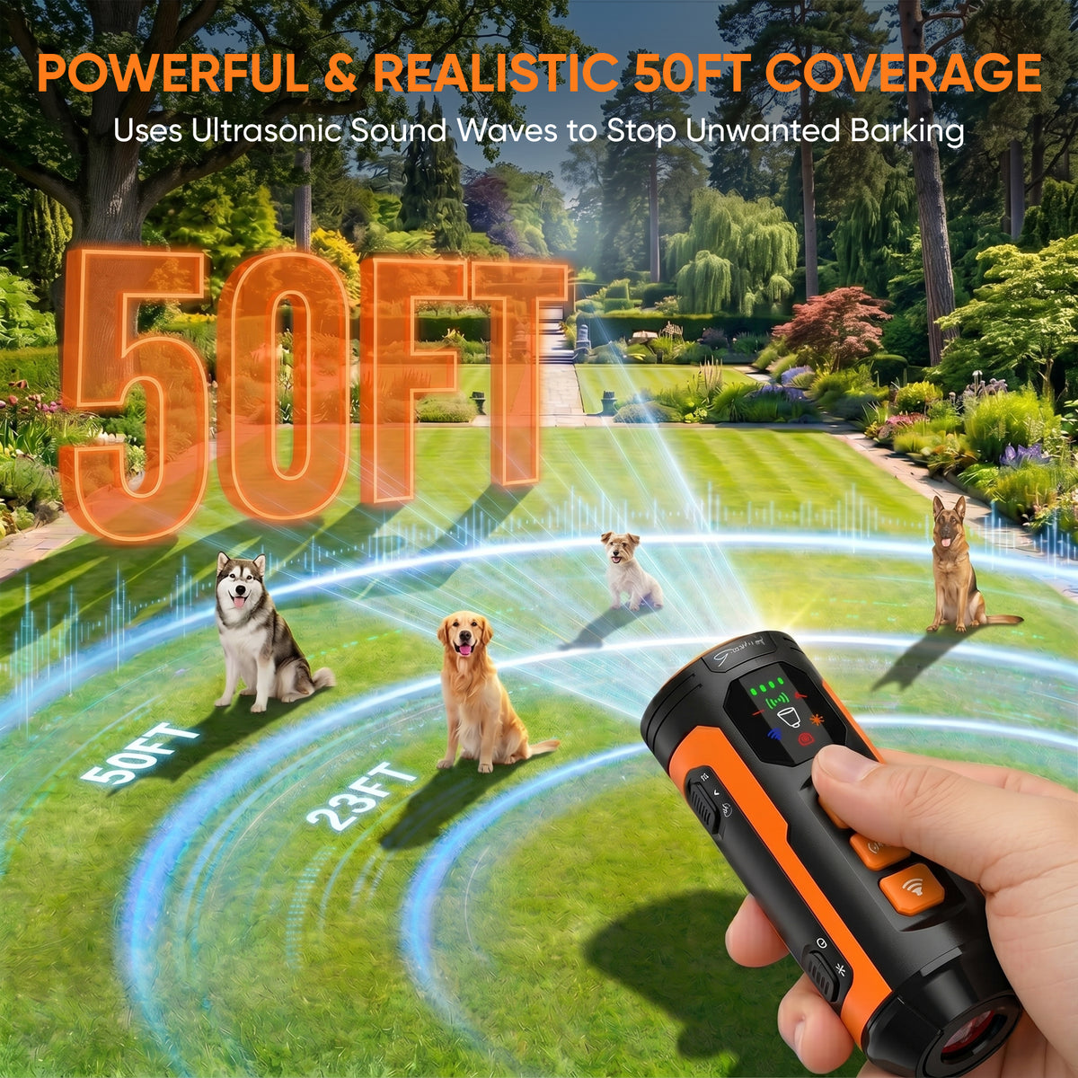 Starvix Ultrasonic Dog Trainer — Anti-Bark Device with LED Flashlight
