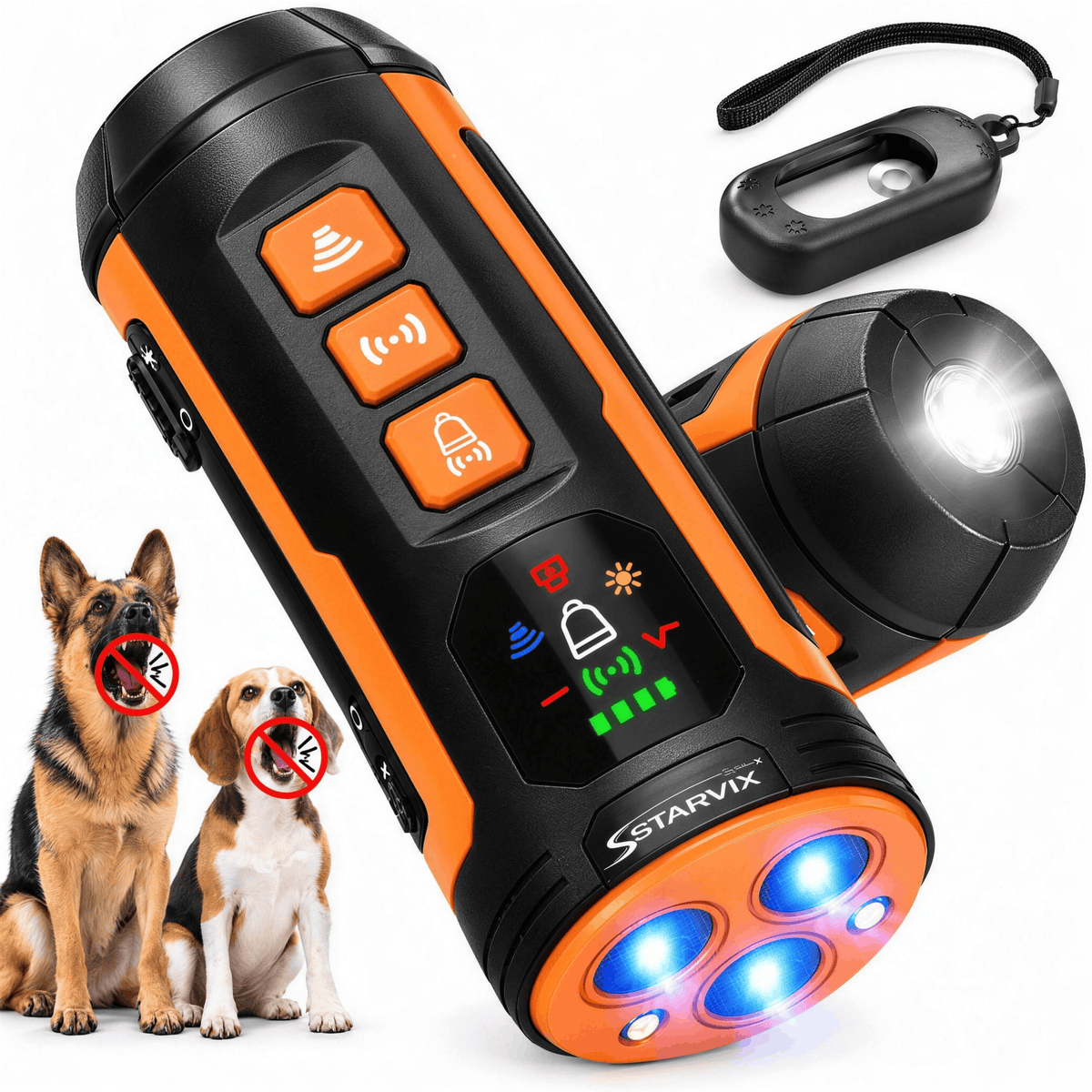 Starvix Ultrasonic Dog Trainer — Anti-Bark Device with LED Flashlight