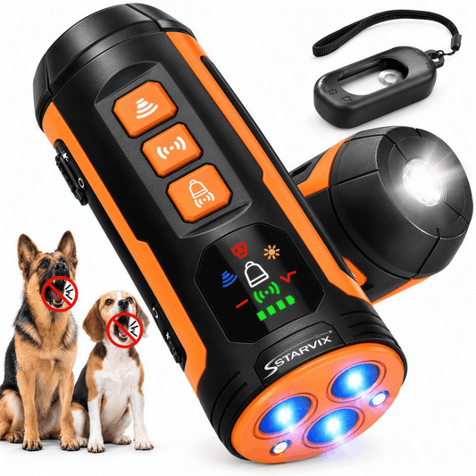 Starvix Ultrasonic Dog Trainer — Anti-Bark Device with LED Flashlight