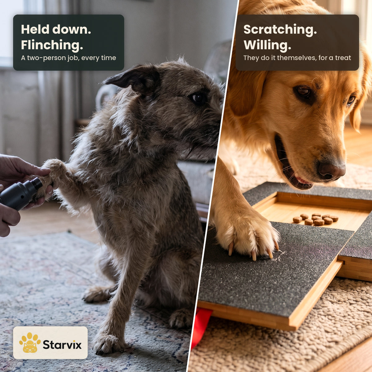 Starvix Dog Nail Scratch Board — Stress-Free Nail Filing Kit with Treat Drawer